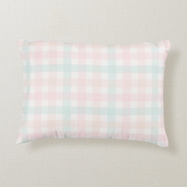 Pink Gingham Accent Pillow (Back)