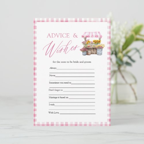 Pink Gingham Advice and Wishes Bridal Shower Game Invitation