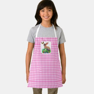 Pink Gingham and Easter Bunny All-Over Print Apron