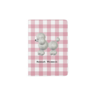 Pink Gingham and Poodle Passport Holder
