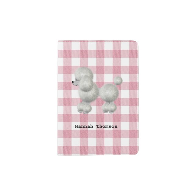Pink Gingham and Poodle Passport Holder (Front)
