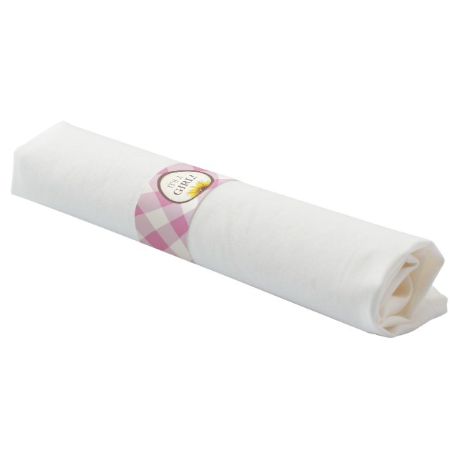Pink Gingham and Sunflower Baby Q Napkin Bands (Angled)