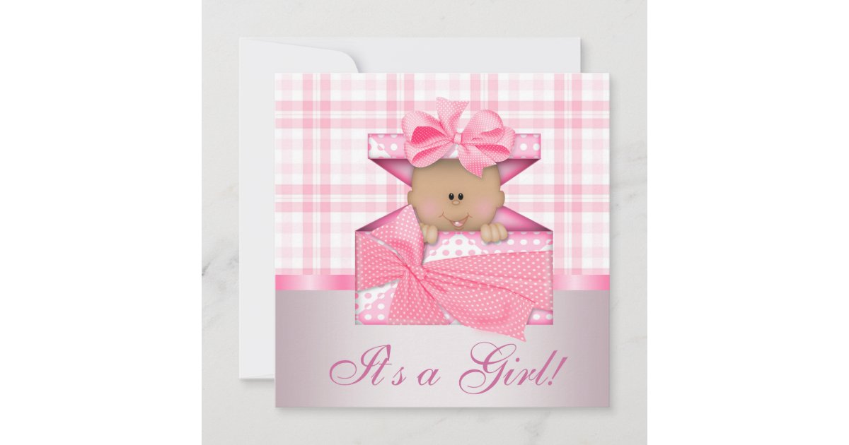 Pink Gingham Baby Girl Shower Invitations Zazzle