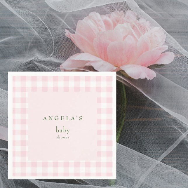 Pink Gingham Baby Girl Shower  Napkins (Creator Uploaded)