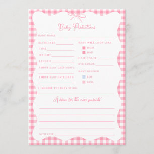 Pink Gingham Baby-Q Baby Predictions & Advice Game Thank You Card