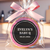 Pink Gingham Baby Q Sugar  Cookie
