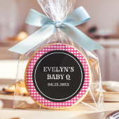 Pink Gingham Baby Q Sugar  Cookie