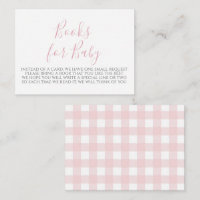 Pink Gingham Baby Shower Book Request Card