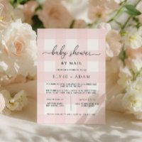 Pink Gingham Baby Shower By Mail Invitation