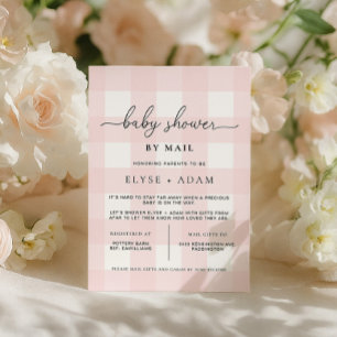 Pink Gingham Baby Shower By Mail Invitation