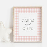 Pink Gingham Baby Shower Cards and Gifts Sign<br><div class="desc">Show friends and family where to leave their cards and gifts with this elegant pink gingham baby shower sign.</div>