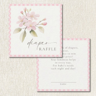 Pink Gingham Baby Shower Diaper Raffle Enclosure Card