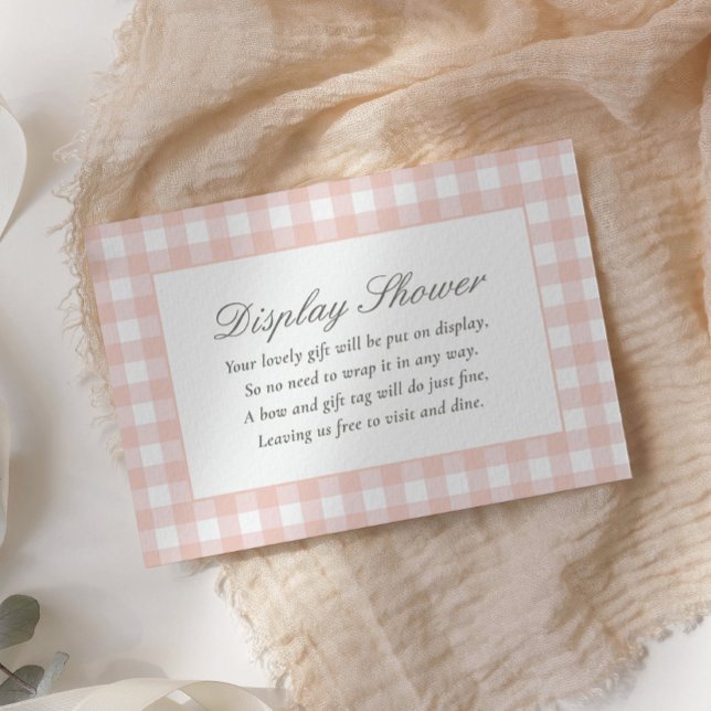 Pink Gingham Baby Shower Display Shower Enclosure Card (Creator Uploaded)