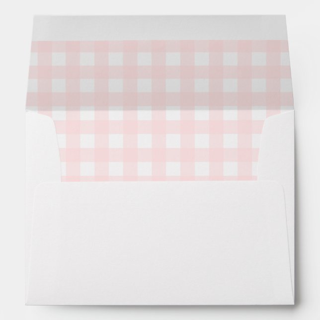 Pink Gingham Baby Shower Envelope (Back (Bottom))