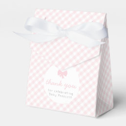 Pink gingham baby shower favor boxes