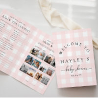 Pink Gingham Baby Shower Game Booklet