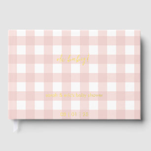 Pink Gingham Baby Shower Guest Book