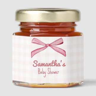 Pink Gingham Baby Shower Honey Jars
