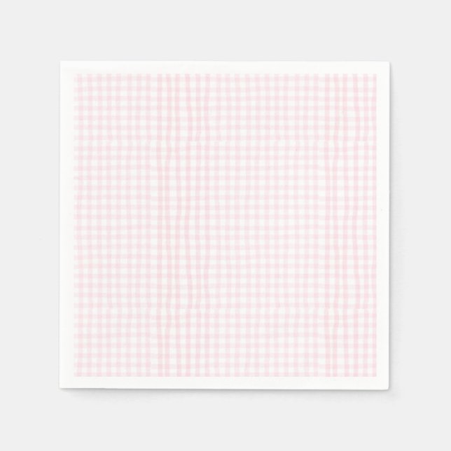 Pink Gingham Baby Shower Napkins (Front)