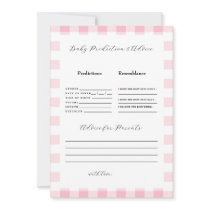 Pink Gingham Baby Shower Predictions II Invitation