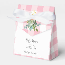 Pink Gingham Baby Shower Thank You Favor Box