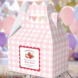 pink gingham berry sweet baby shower favor boxes