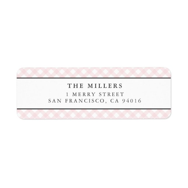 Pink Gingham Birth Announcement Address Labels (Front)