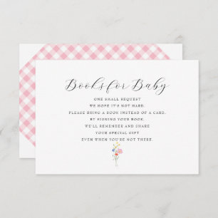 Pink Gingham Books for Baby Shower RSVP Card