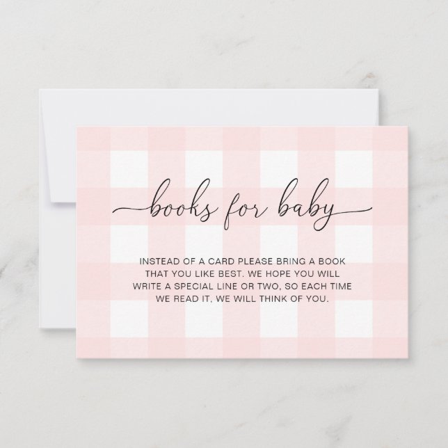 Pink Gingham Books Request Insert Card (Front)