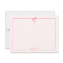 Pink Gingham Bow Baby Kids Personalized Stationery
