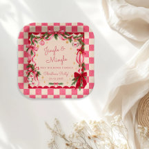 Pink Gingham Bow Christmas Party