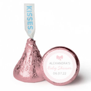 Pink gingham bow girl baby shower personalized hershey®'s kisses®