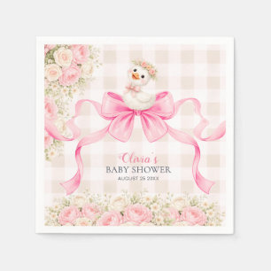 Pink Gingham Bow Goose Girl Baby Shower  Napkins