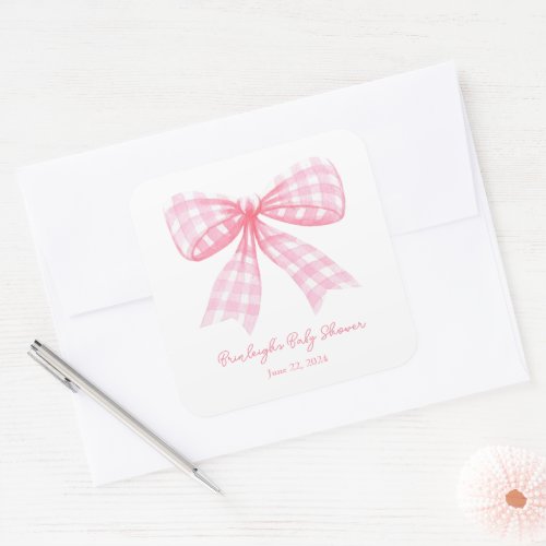 Pink Gingham Bow Ribbon Coquette Label