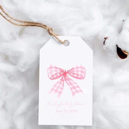 Pink Gingham Bow Ribbon Coquette Personalized Gift Tags
