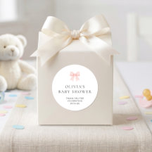 Pink Gingham Bow Thank You Baby Shower