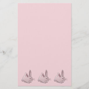 pink gingham bunnies stationery