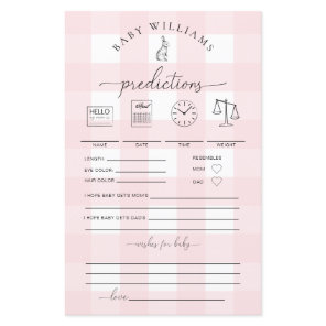 Pink Gingham Bunny Baby Predictions Game