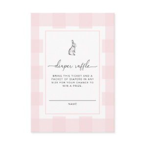 Pink Gingham Bunny Diaper Raffle Ticket Enclosure Card