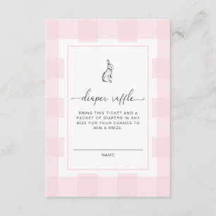 Pink Gingham Bunny Diaper Raffle Ticket Enclosure Card