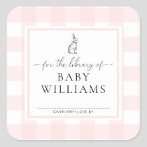 Pink Gingham Bunny For The Library Of Bookplate