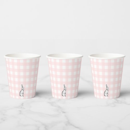 Pink Gingham Bunny Rabbit Paper cup