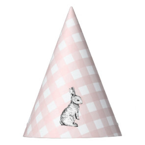 Pink Gingham Bunny Rabbit Party Hat