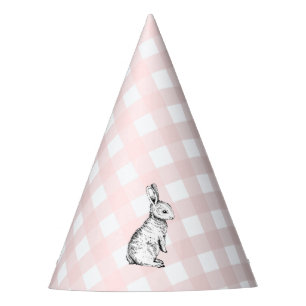 Pink Gingham Bunny Rabbit Party Hat