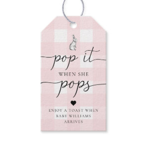 Pink Gingham Bunny Rabbit Pop It When She Pops Gift Tags