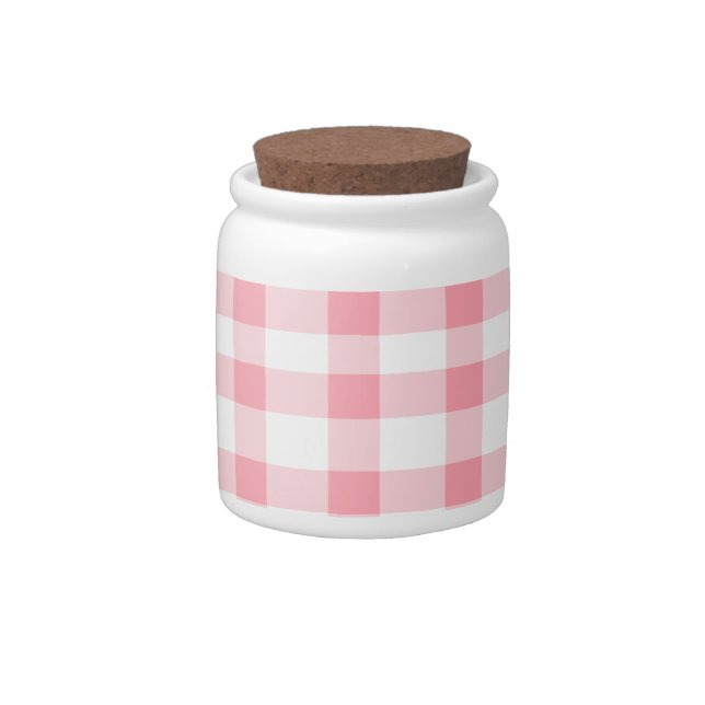 Pink Gingham Candy Jar (Right)