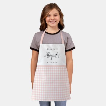 Pink Gingham Check Children's Personalized Cooking Apron by TintAndBeyond at Zazzle