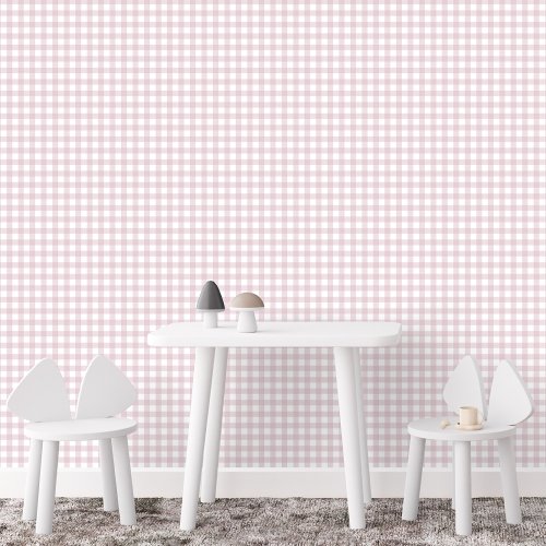 Pink gingham check cute simple farmhouse plaid wallpaper 