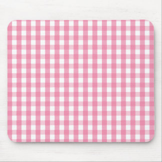 Pink Gingham Check Pattern Mouse Pad