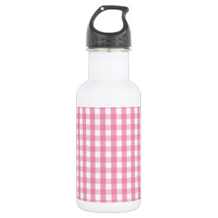 Pink Gingham Check Pattern Stainless Steel Water Bottle